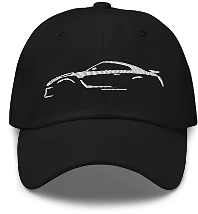 GTR R35 Outline Art Skyline GT-R JDM Embroidered Dad hat Black
