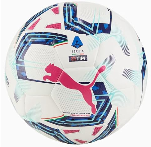 VANNISPORT Pallone Palla Puma Serie A 2022/23 Invernale Size 5 - Serie A ORBITA - Replica - Bianco/Giallo Blu Fucsia Anni Bambino Adulto Ragazzo Cuoio Ufficiale Unisex (Bianco)