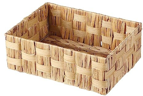 Wickerfield Water Hyacinth Storage Basket for Shelve, Bathroom, Wardbrobe, Nursery Room and Gift Hamper (Small)