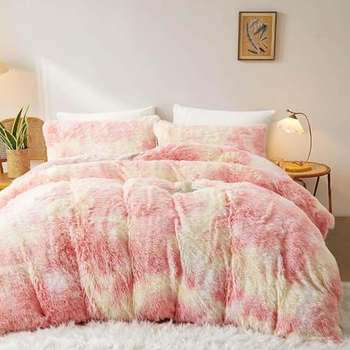 Sacebeleu Kissenbezug 40x80cm 2er Set Plüsch Biber Flanell Flauschig Zierkissenbezug Kissenhülle Doppelpack Rosa Gelb Winter Kopfkissenbezug