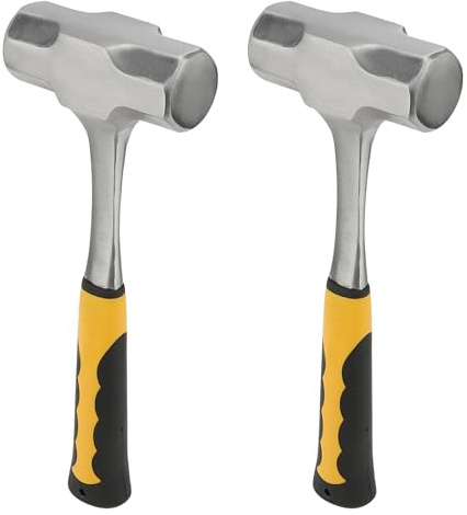 MUKCHAP 2 Pack 4lb Small Sledge Hammer, Club Hammer with Fibreglass Shaft, Lump Hammer for Gardening, Camping, Rock