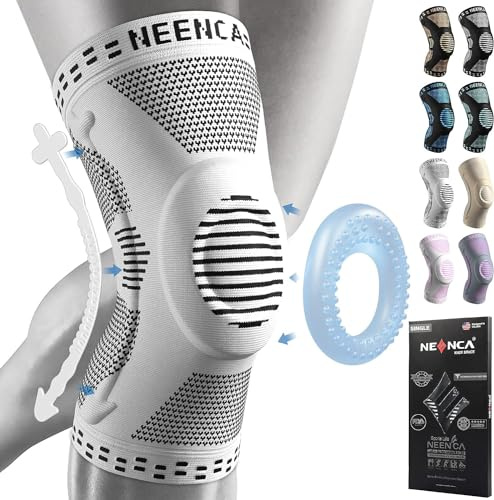 NEENCA Knästöd för knävärk, kompression knäbandage med luftgaller, justerbart knäpaket med sidostabilisatorer, ultramjukt bandage för menisk spricka, ACL, artrit-lättnad