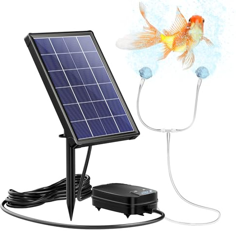 NFESOLAR 4W Solar Aerator for Pond with Built-in 2200mAh Battery Backup, 3 Working Modes, 2 Air Stones, Solar Air Pump for fish Pond Stock Tank Hydroponics