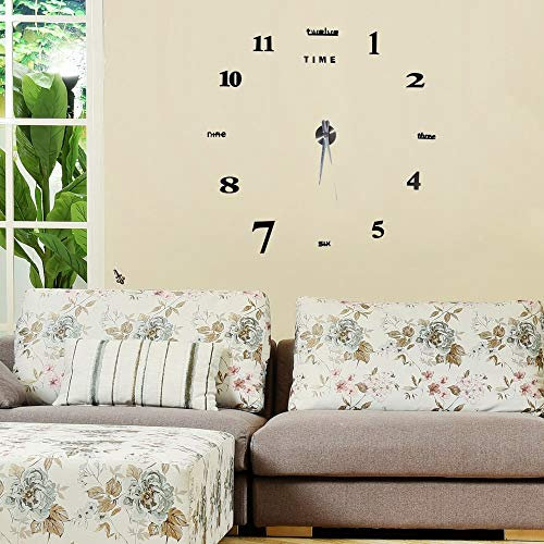 Kit Adesivo per Orologio da Parete Grande Fai da Te 3D Kit Orologio da Parete Grande Fai da Te Senza Cornice per Specchio per la Stanza 'ufficio Domestico, Schiuma Autoadesiva