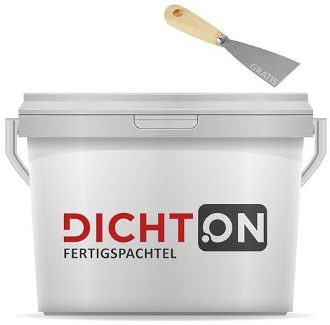 Fertigspachtel 10kg weiß - Feinspachtel 2in1 Flächenspachtel, Füllspachtel für Putz, Gips, Beton, Holz - Spachtelmasse superglatt, wasserfest, rissfrei © DICHTON D.50W