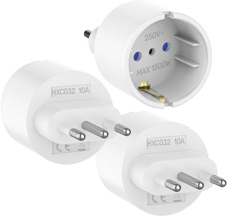 Clomnpe 3 Pièces Adaptateur Prise Italienne, Adaptateur de Voyage Italie, Adaptateur Europe France vers Itlay pour Italy, Syrie, Uruguay, Chili, Maldives Type L