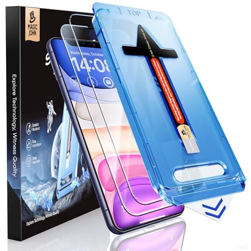 MAGIC JOHN 2 Pack for iPhone 11/XR Screen Protector | 9H Hardness Tempered Glass, Easy Installation Kit, Bubble Free, 1:1 Full Coverage, HD Clear, Scratch Resistance