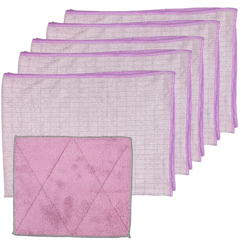 Pastaclean® 5 Stück Geschirrtücher (Altrosa) + 1 Spültuch | Super saugstarke Küchentücher | Antibakteriell | Extra groß 50 x 70 cm