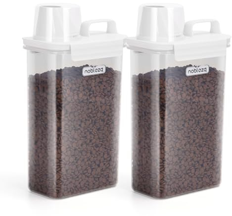 Nobleza Futterbehälter für Haustiere, Behälter für Haustiere Futter, 2.5L Futtertonne Hund mit Messbecher, für Hundefutter, Katzenfutter, Getreide, Körner, Reis