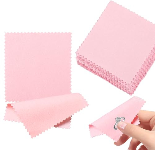 50Pcs Pink Jewelry Cleaning Cloth Double Sided Soft Jewellery Polishing Cloth Reusable Silver Cloth for Gold Silver Diamond Pearl Silverware Watches Pearl Gold Platinum Jewelry（8 * 8cm） | Cloth Reusable Silver Cloth for Gold Silver Diamond Pearl Silverware Watches Pearl Gold Platinum Jewelry（8 * 8cm）