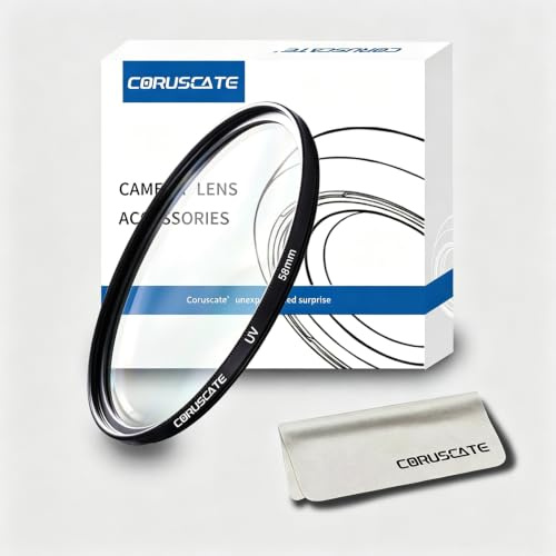 Filtro UV de 58 mm, filtro de vidrio óptico, multirevestimiento, resistente a los arañazos, impermeable, compatible con todas las marcas de lentes de cámara de 58 mm + paño de limpieza de lentes