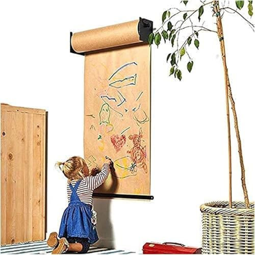 JvFbjLF Kreidetafel for Zeichnen und Kritzeln aus gerolltem Papier. Wandmontierte Kritzeltafel for Kinder, inklusive 50 Meter Kraftpapierrollen(Steel Frame Wide-97cm/38.1in)