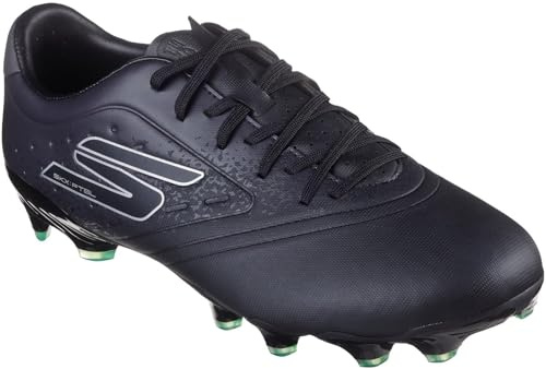 Skechers herr rakhyvel guld fasta mark fotbollsskor, Svart/silver, 43 EU