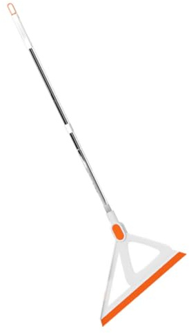 KOMBIUDA Balai Raclette de Sol en Silicone Blanc et Orange, Outil de Nettoyage Multifonction Détachable pour Sols, Vitres et Pare-Brise, Nettoyeur pour Joints Carrelage, Rangement Mural