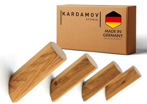 Kardamov Studio Juego de 4 ganchos de madera de Berlín, ganchos de madera hechos a mano, modernos percheros de roble (Set de 4 Roble)