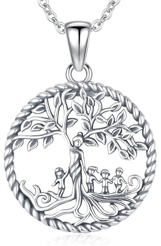 Friggem Collier Arbre de vie pour Femmes 925 Argent Sterling Arbre de Vie Mère Enfant Pendentif et Collier Arbre Généalogique, Bijoux Cadeaux pour Femmes Mamans Filles