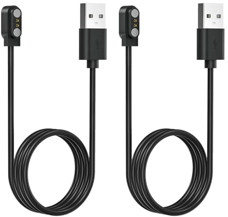 2 Pièces Chargeur pour Montre Connectée, 2 pins 2,84mm Câble de Chargement Universel Magnétique USB, Adaptateur de Charge Rapide Sécurisé Compatible avec 2 Broches de 2.84 mm de Montres, 60 cm