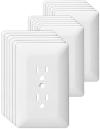 Bates- 1-Gang Duplex Wall Plate, 2.92x4.73, Standard Size, 18 Pack, White, Unbreakable Electrical Outlet Cover Plates, Heat & Impact Resistant, Duplex Receptacle Cover for Home & Office