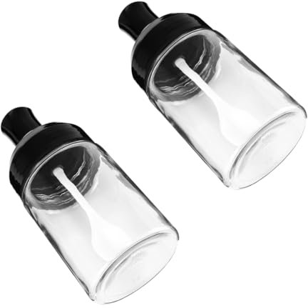 Mikinona 2piezas Botella De Condimento Con Cuchara Botes De Vidrio Para Condimentos Recipientes Para Para Cocina Barbacoa y Restaurante