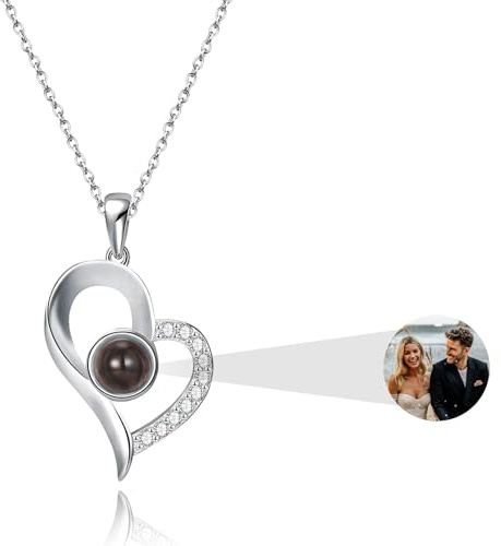 AAQ Personalisierte Kette mit Bild - Projektionskette mit eingebettetem Foto, personalisierte Geschenke für Frauen und Mama zu Weihnachten und Geburtstag