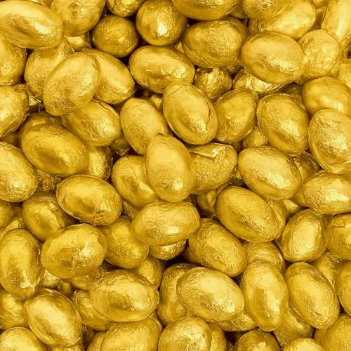 Gold Solid Milk Chocolate Foil Easter Eggs x 500g (Approx 100 Eggs) - Easter Egg Hunts & Gifts