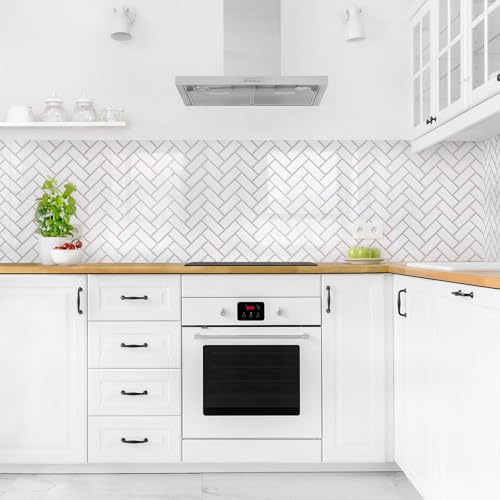 micasia Crédence de cuisine adhésive imperméable avec motif sans joint revêtement mural avec motif film rigide mat blanc fond de hotte imitation carrelage style uni 2067 (350x70cm)