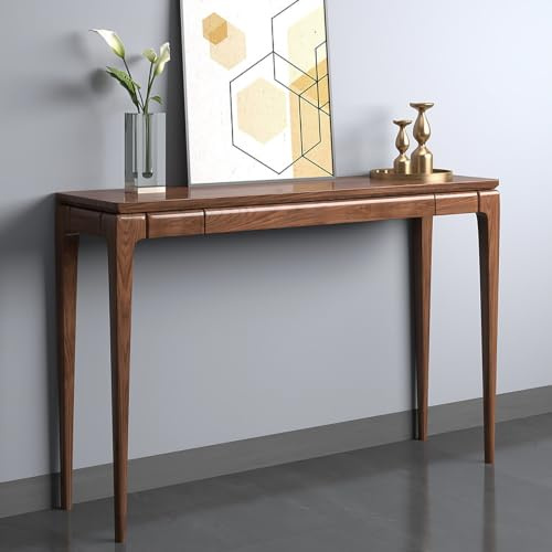 HLDJYLZS Consola de Nogal con cajones, Mesa de Entrada Moderna Elegante, Mesa de Pasillo de Madera con Almacenamiento, Mesa Estrecha para salón, Entrada, recibidor, Hotel(34.6 * 13.7 * 33.4in)