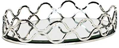 AQ Organizational Mirrored Home Storage Tray for Vanity, Dresser, Bathroom, Entryway or Kitchen Counter, Holds Beauty Products, Makeup, Perfume, Toiletries, Nail Polish, Jewelry, Towels, etc. - Chrome
