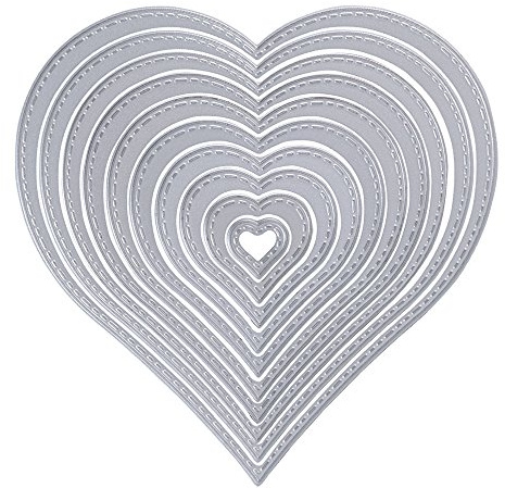 10 Stück Metall Herz Form Stanzschablonen Metall Schneiden Schablonen Stanzformen Silber für DIY Scrapbooking Album, Schneiden Schablonen Papier Karten Sammelalbum Deko