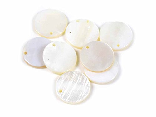 Plättchen aus Perlmutt in weiß 20 mm 10 Stück von Vintageparts DIY Schmuck Perlmuttanhänger Anhänger Perlmuttplättchen Muschel Muschelanhänger