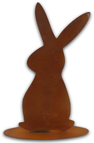 Rostikal Edelrost Osterhase 25 cm – Wetterfeste Metall Gartenfigur aus Cortenstahl – Vintage Wohn und Gartendeko für Ostern, Garten, Terrasse & Hauseingang