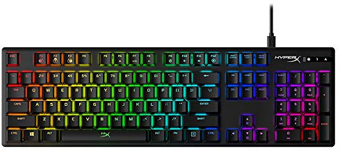HyperX Alloy Origins - Mechanical Gaming Keyboard, Software-Controlled Light & Macro Customization, Compact Form Factor, RGB LED Backlit - Linear HyperX Red Switch (Black)