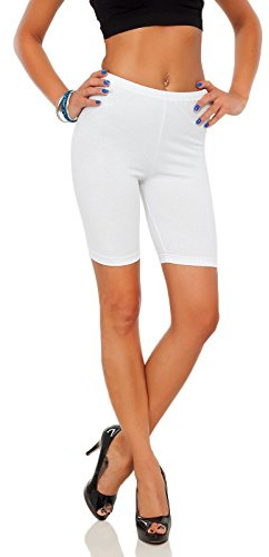 SOFTSAIL Korta leggings, 1/2 längd, cykelbyxor, bomull, bekväm, andas, för sport, gym, cykling, elastiska korta byxor LK, Vit, 40 SE