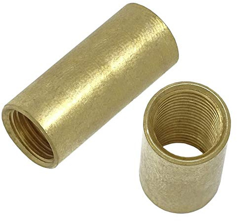 2x Messing Muffe M10x1 Innengewinde 12 x 30 mm Messing roh Verbindungsmuffe Gewindemuffe für M10x1 Feingewinde Gewinderohr Leuchtenbau