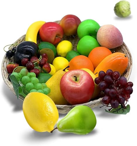 GZLCEU 12 Stück Kunstobst, Schaum Obst Künstlich Set Lebensecht für Wohnkultur Party Dekoration Festival Anzeige Fotoshooting Requisiten(Farbmischung)