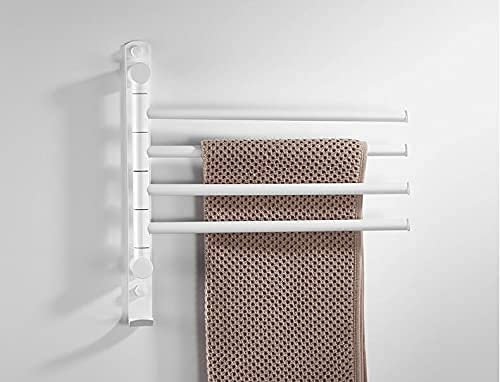 Tablette de douche Tablette de douche Nordic en laiton brossé serviette mobile de serviette mobile, barre de toilette Barre de serviette avec 4 barres murales rotatives, porte-serviettes à plusieurs b
