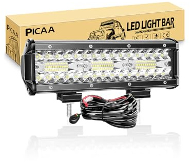PICAA Led Arbeitsscheinwerfer Bar, 9 Zoll 25.4CM 180W 8D Led Lichtbalken | Zusatzscheinwerfer Bar, Mit 12V Kabelbaum,Spot Flutlicht Kombination, Wasserdicht, für SUV Offroad ATV UTV Traktor 4x4 Auto