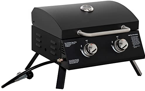 Outsunny Tischgrill Gasgrill mit 2 Brennern 55 x 46,5 x 41 cm Schwarz