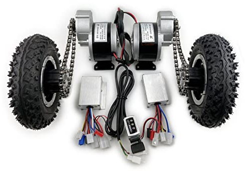 Kit di conversione del carrello elettrico a doppia trasmissione Facile da trasportare 200 kg Set di ruote da 8 pollici per carrello elettrico a traino fai-da-te Capacità 400 libbre (24V250W Max 6kph)