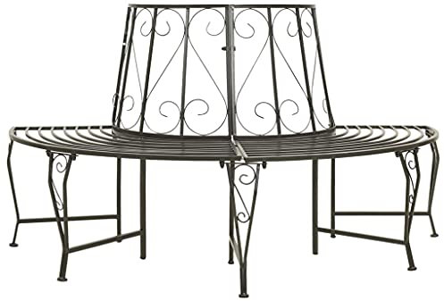 ZQQLVOO Veranda Dekoration,Bank aus Metall,Gartenbank, Terrasse, Garten-Baumbank Halbrund 160 cm Stahl für Terrasse, Balkon, Suitable for Indoor and Outdoor use