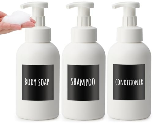 Segbeauty Seifenspender Weiß, 3 Stück 500Ml Schaumseifenspender, Duschgel Spender Leere, Seifenspender Schaum, Shampoo Spender für Dusche, Schaumspender Nachfüllbarer für Bad und Küche