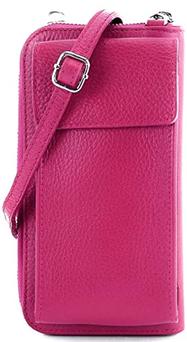 Modarno sac à bandoulière multifonctionnel, sac de téléphone portable portefeuille en cuir véritable, adapté pour les téléphones portables jusqu'à 6,5 pouces