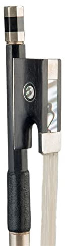 TSTS Geigenbogen 4/4 Schwarzer Runder Carbon-Faser-Geigenbogen-Ebenholz-Frosch Mit Schönem Muster Aus Rosshaar