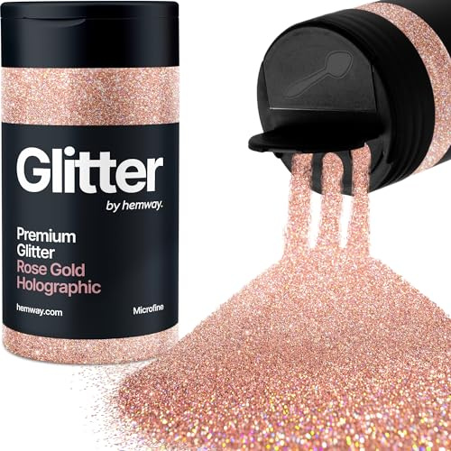 Hemway Holographic Rose Gold Glitter Shaker, 130g Microfine Glitter | for Resin & Epoxy Crafts for Decorating, Halloween, Christmas, Nail, Face, Art