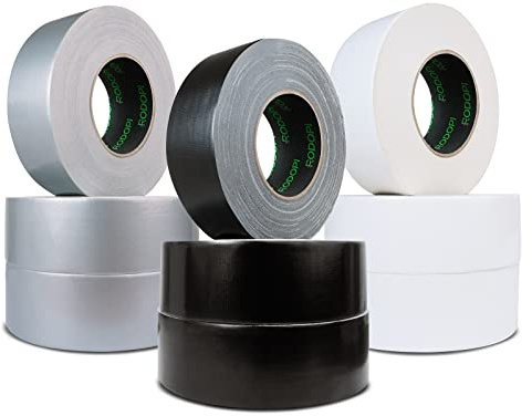 RODOPI Panzertape RaceTape 50mm x 50m Industrie Gewebeband Silber Schwarz Weiß Panzerband extra stark Gewebeklebeband Stärke 0,30mm Gaffa Tape Duct Tape (Schwarz, 1 Rolle)