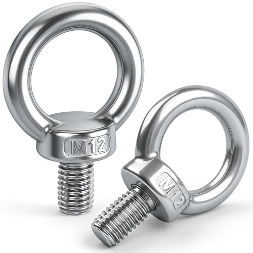 Leryati Ringschraube M12, 5 Stücke 304 Edelstahl Augenschraube Ring-Augenbolzen Runde Ringbolzen, Außengewinde-Ringschraube for Befestigen Sie hängende Ornamente, Blumentöpfe, Schaukelständer usw. | Runde Ringbolzen, Außengewinde-Ringschraube for Befestigen Sie hängende Ornamente, Blumentöpfe, Schaukelständer