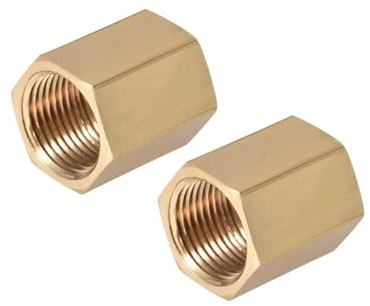 TOP-VIGOR 2 Stück Messing-Rohrverschraubung, gerade, Sechskant-Nippel-Kupplung, 3/8 x 3/8 G, Innengewinde, Klemmverschraubungen