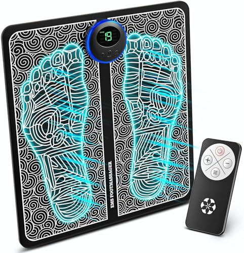 Genkigold EMS Fußmassagematte:Smarter Fuß-Stimulator Pad|Plantarfasziitis,Fersen Fußbogen & Beinschmerz-Lösung,Muskelentspannung & Durchblutung|8 Modi,19 Intensitäten|Tragbar,USB-aufladbar (Profi)