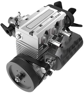 Kisss Verbrennungsmotor ST-NF2 7.0cc Inline Doppelzylinder Viertakt Luftgekühlter Nitro Verbrennungsmotor Modell Bausatz, DIY Experiment Lernspielzeug für Erwachsene Jugendliche, Silber
