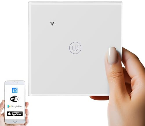 Interruptor de luz táctil inteligente de cristal, 2,4 GHz, con cable cero